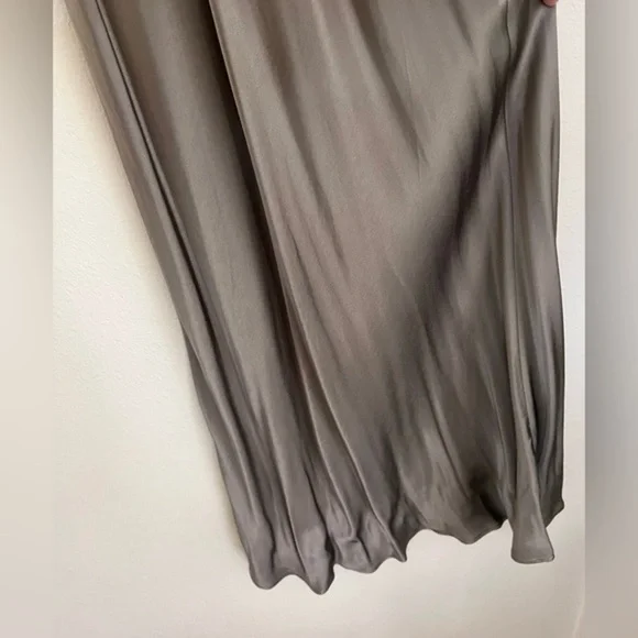 Zara Ruched Slip Dress Midi Satin Feel Size XS Grey Cocktail Party - Picture 4 of 10